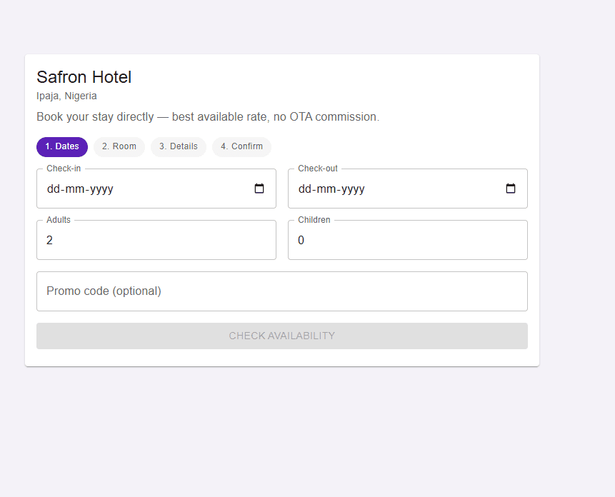 StayView booking engine widget for direct hotel reservations